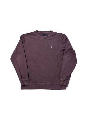 AllSaints Asher Ramskull crew sweatshirt plum brown M mens embroidered logo